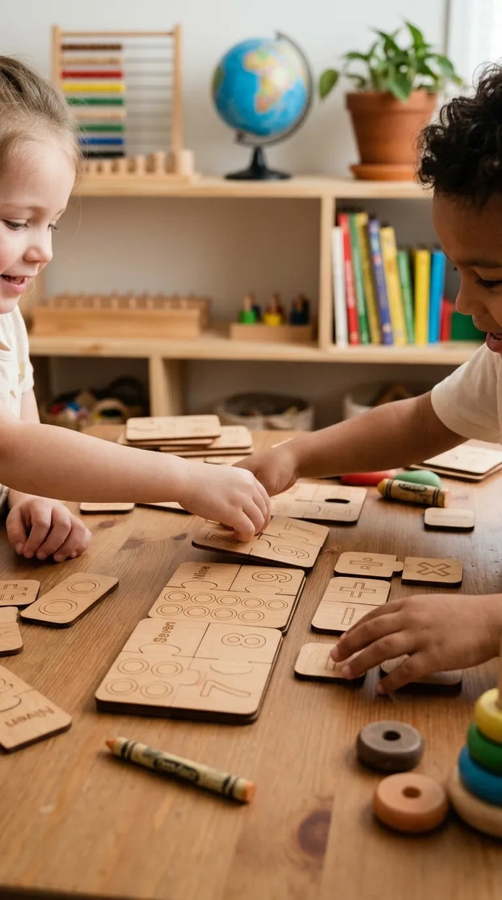 Wooden Math Learning In English And Figures 3 Piece Puzzle T7012462