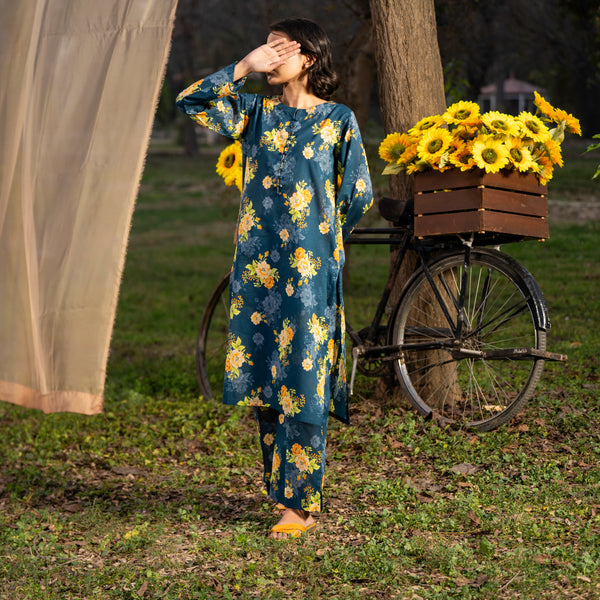 2PC- Unstitched Digital Printed Cambric Suit US5044