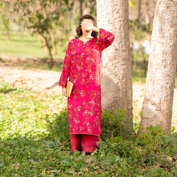 2PC- Unstitched Digital Printed Blended Cotton Suit US5060