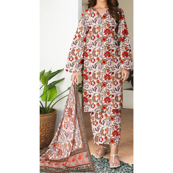 3PC- Unstitched Digital Printed Lawn Suit US5083