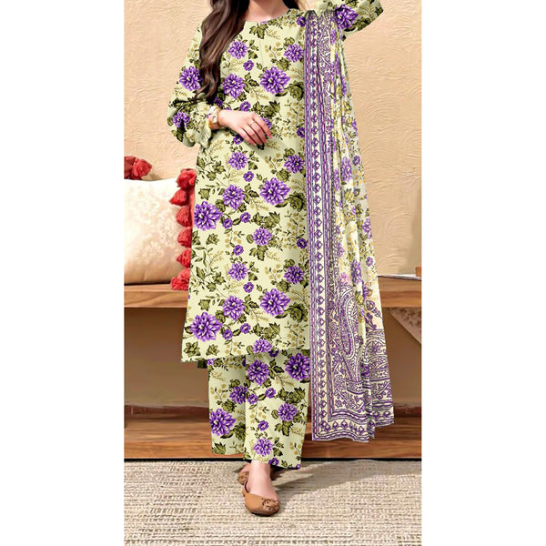 3PC- Unstitched Digital Printed Lawn Suit US5084