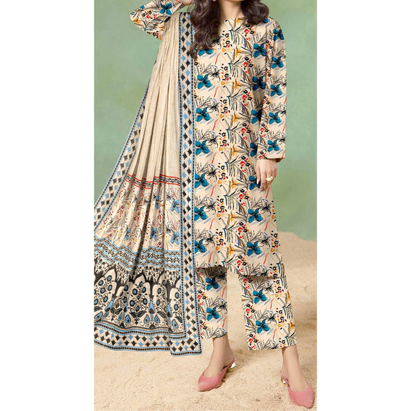 3PC- Unstitched Digital Printed Lawn Suit US5093