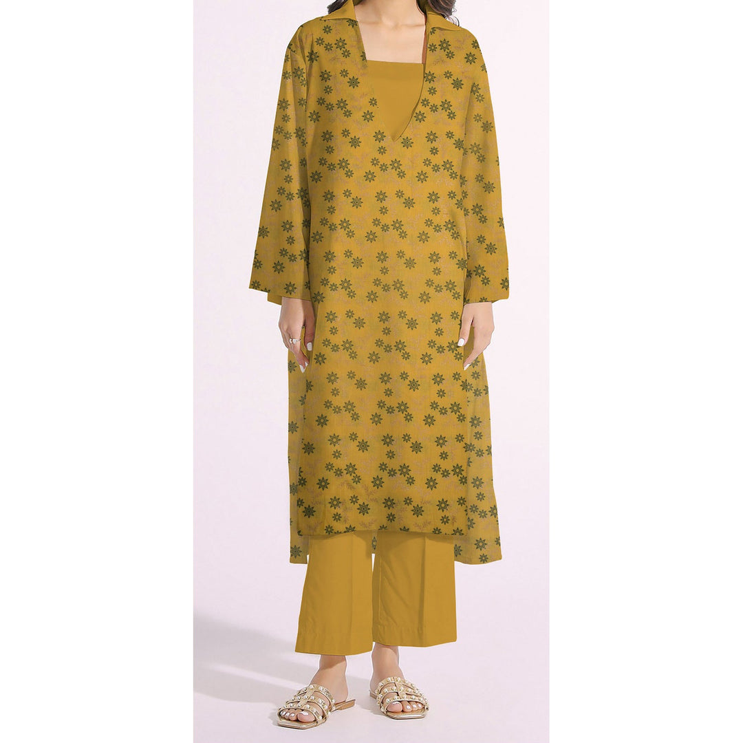 1PC- Unstitched Screen Printed Cotton Suit US5132