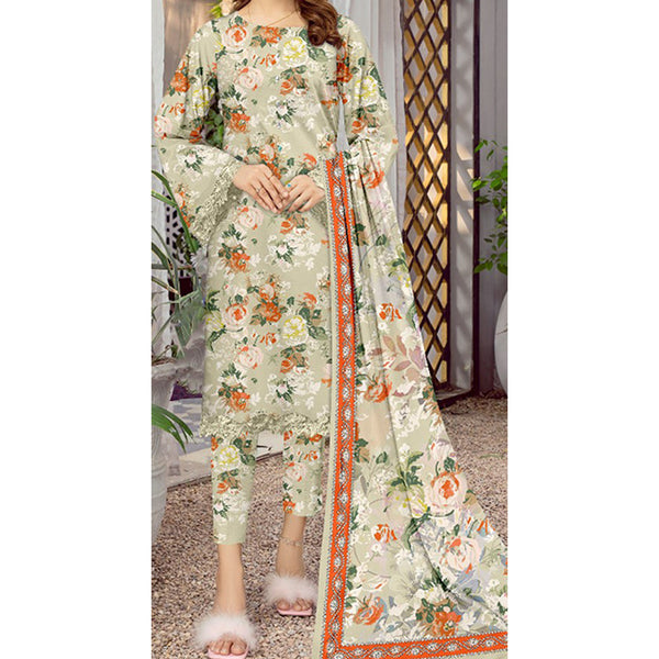 3PC- Unstitched Digital Printed Lawn Suit US5159