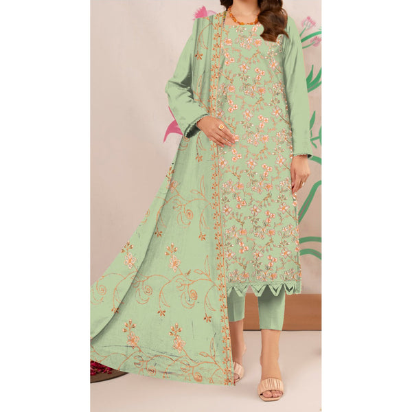3PC- Unstitched Embroidered Lawn Suit US5198