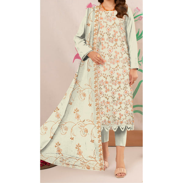 3PC- Unstitched Embroidered Lawn Suit US5201