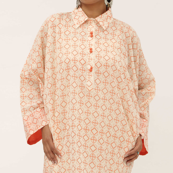 1PC- Unstitched Screen Printed Cotton Shirt US5297