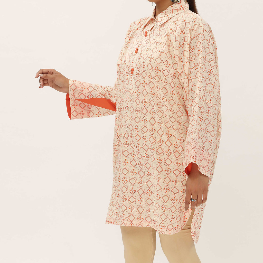 1PC- Unstitched Screen Printed Cotton Shirt US5297