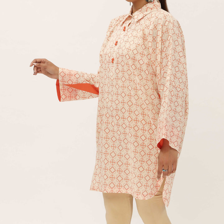 1PC- Unstitched Screen Printed Cotton Shirt US5297