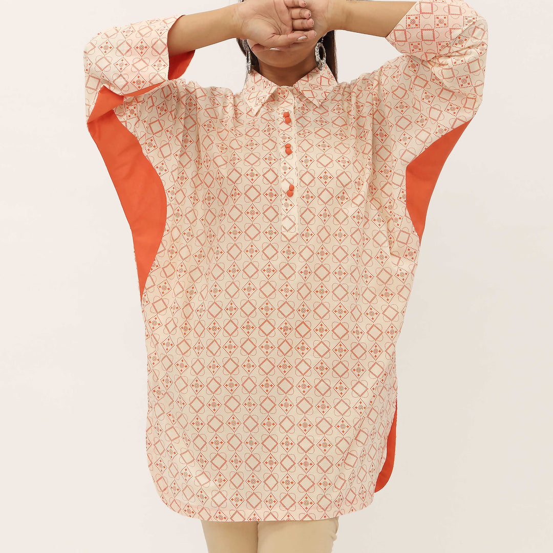 1PC- Unstitched Screen Printed Cotton Shirt US5297