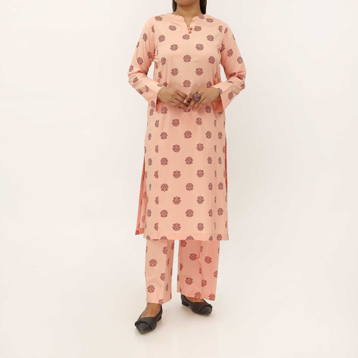 2PC- Unstitched Screen Printed Cotton Suit US5299