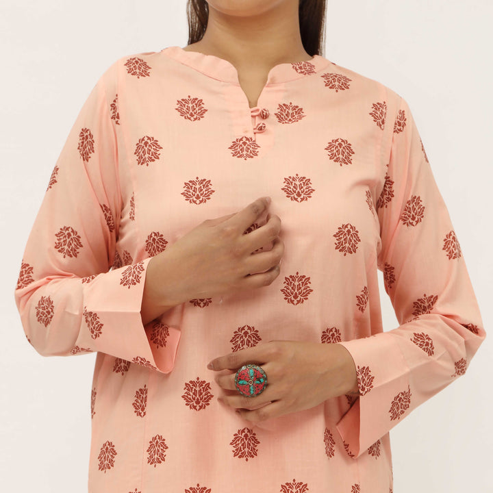 2PC- Unstitched Screen Printed Cotton Suit US5299