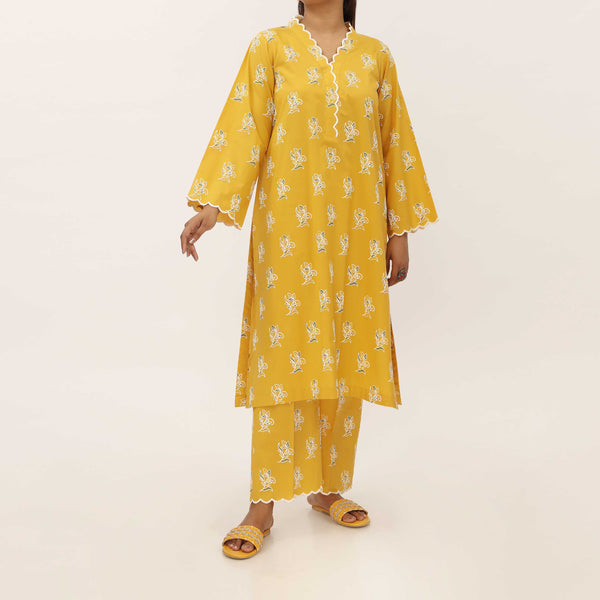 2PC- Unstitched Screen Printed Cotton Suit US5303