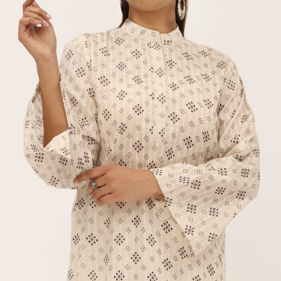 1PC- Unstitched Screen Printed Cotton Shirt US5325