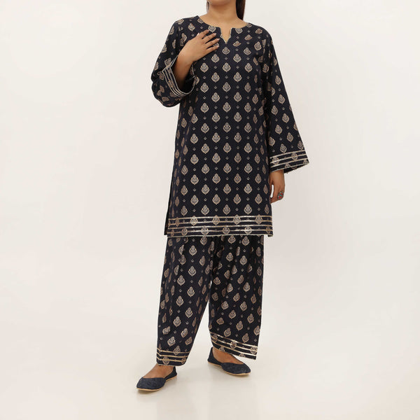 2PC- Unstitched Screen Printed Cotton Suit US5327