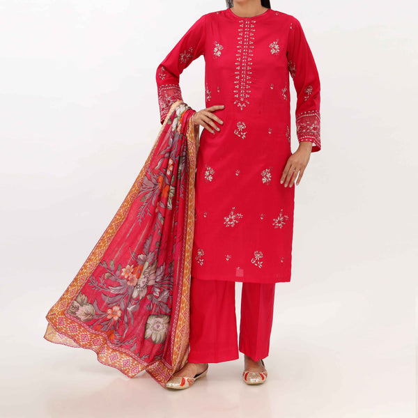 3PC- Unstitched Embroidered Lawn Suit US5350