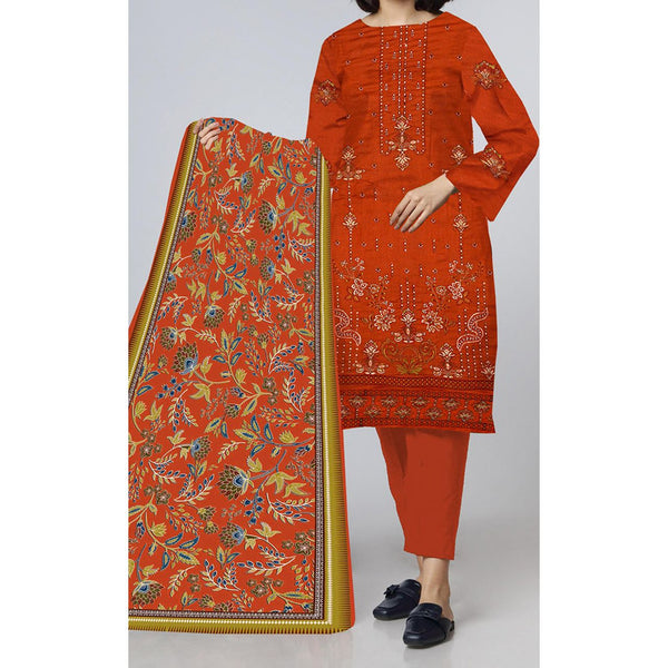 3PC- Unstitched Embroidered Lawn Suit US5355