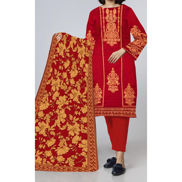 3PC- Unstitched Embroidered Lawn Suit US5357