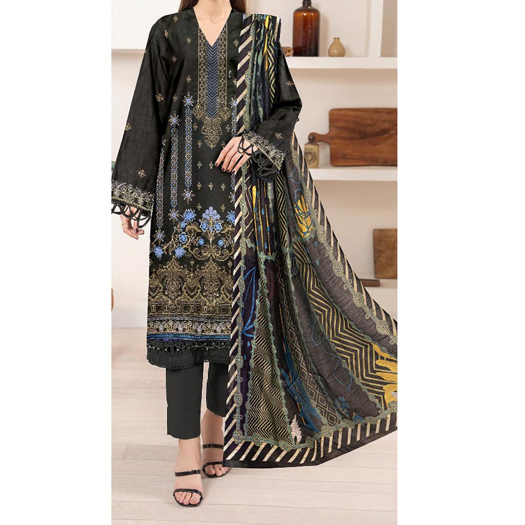 3PC- Unstitched Embroidered Lawn Suit US5383