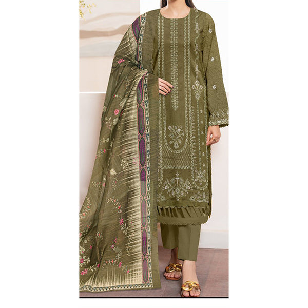 3PC- Unstitched Embroidered Lawn Suit US5385