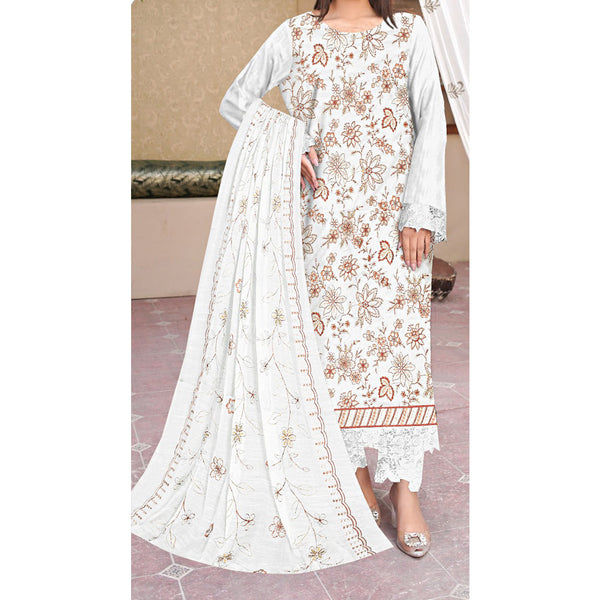 3PC- Unstitched Embroidered Lawn Suit US5402