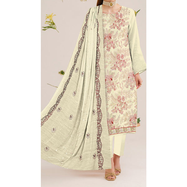 3PC- Unstitched Embroidered Lawn Suit US5405