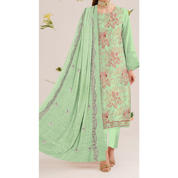 3PC- Unstitched Embroidered Lawn Suit US5406