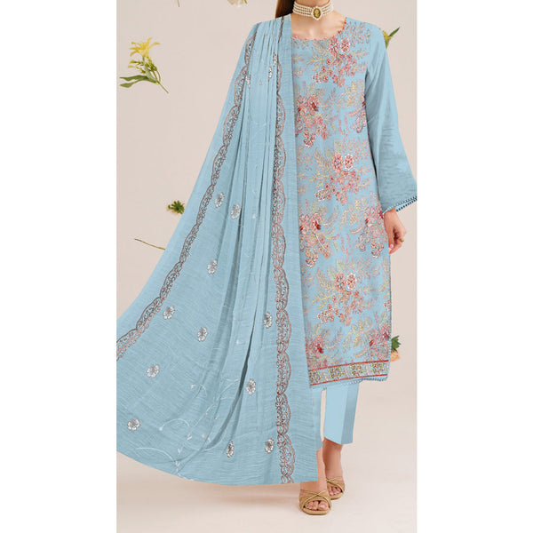 3PC- Unstitched Embroidered Lawn Suit US5408