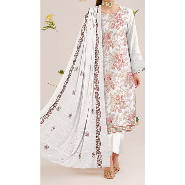 3PC- Unstitched Embroidered Lawn Suit US5410