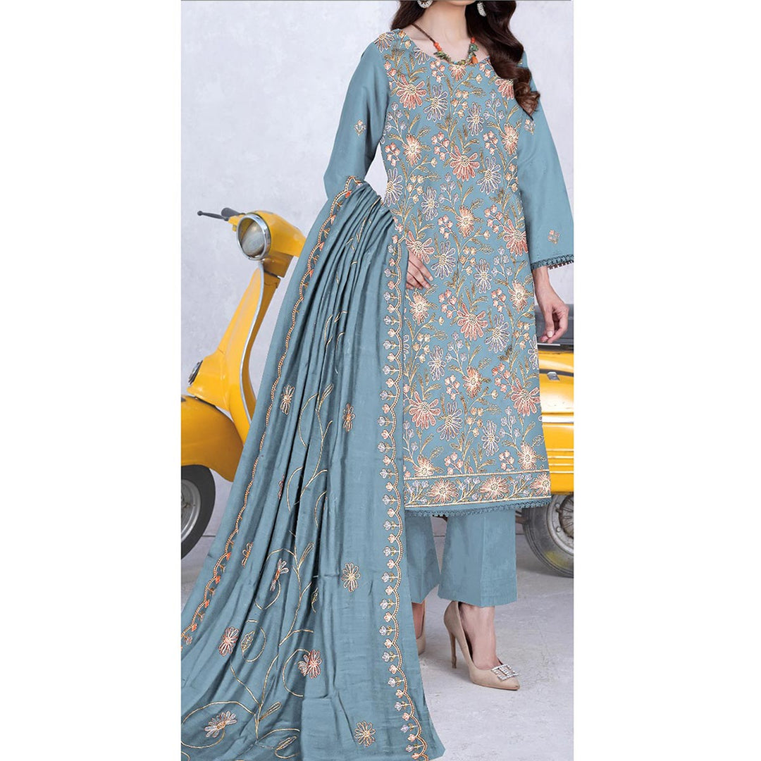 3PC- Unstitched Embroidered Lawn Suit US5416