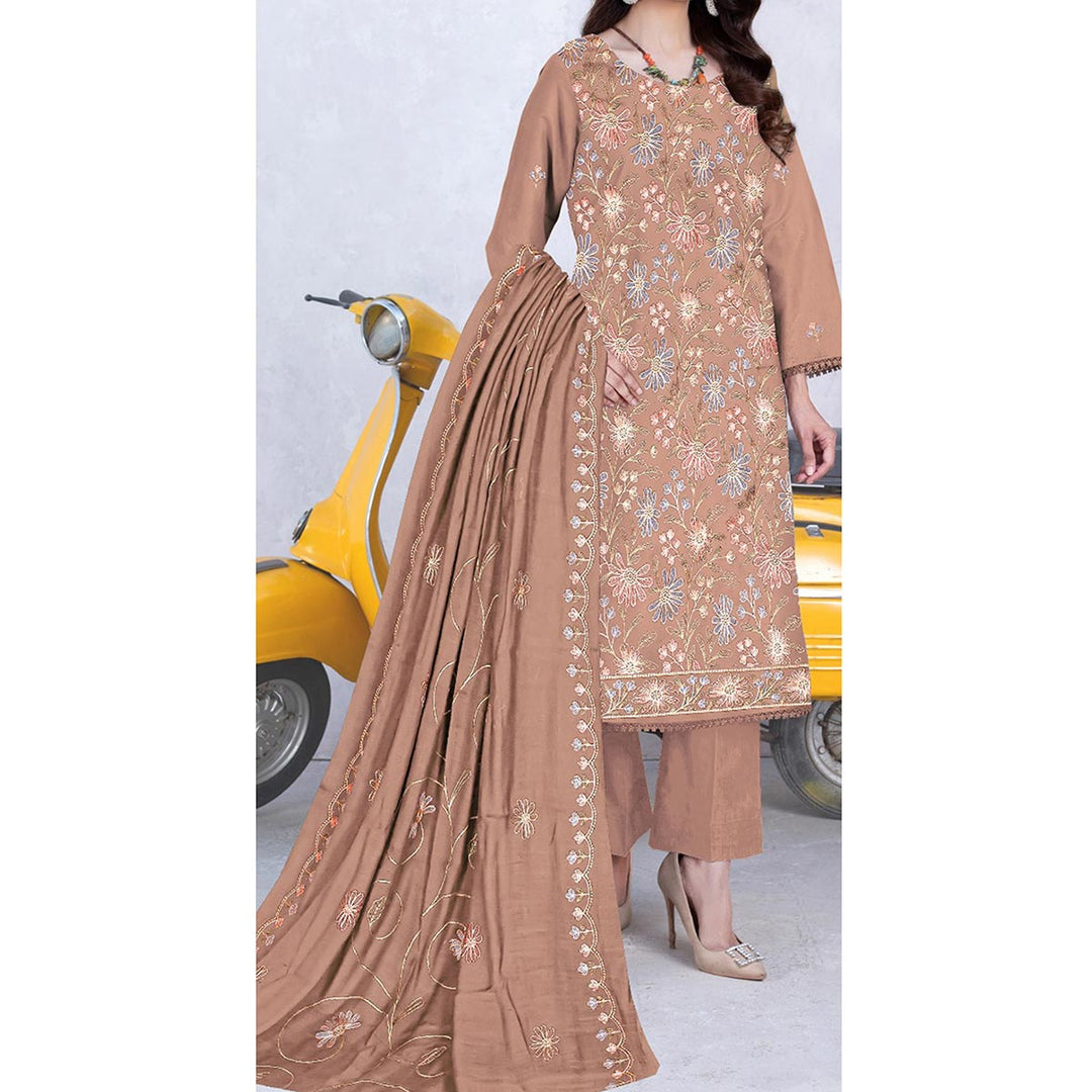 3PC- Unstitched Embroidered Lawn Suit US5420