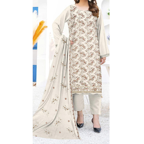3PC- Unstitched Embroidered Lawn Suit US5437