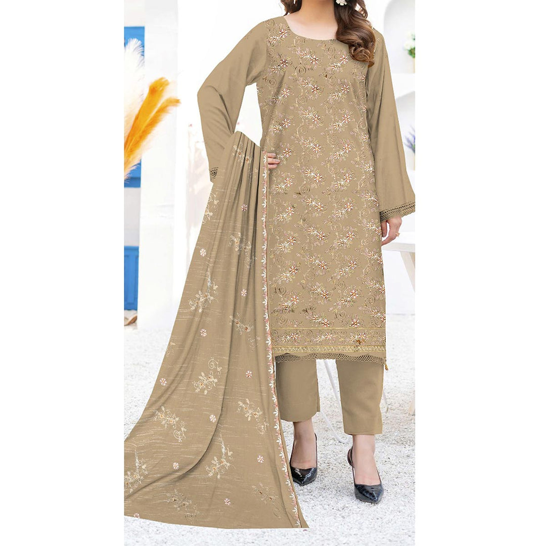 3PC- Unstitched Embroidered Lawn Suit US5439