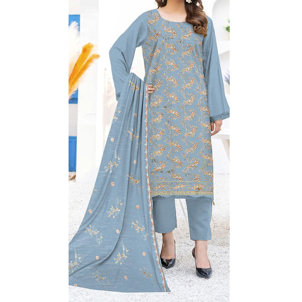 3PC- Unstitched Embroidered Lawn Suit US5440