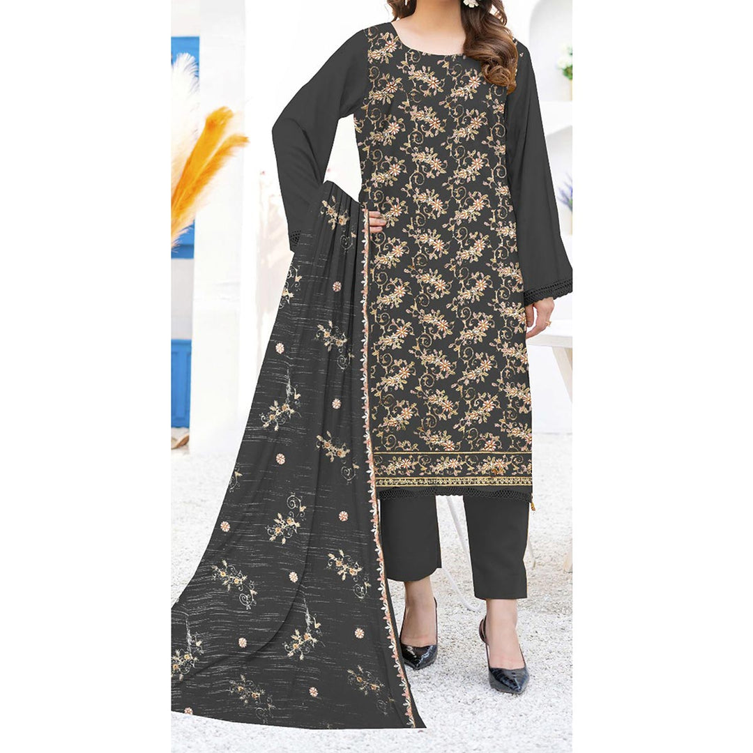 3PC- Unstitched Embroidered Lawn Suit US5441
