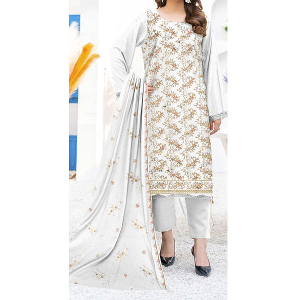 3PC- Unstitched Embroidered Lawn Suit US5442