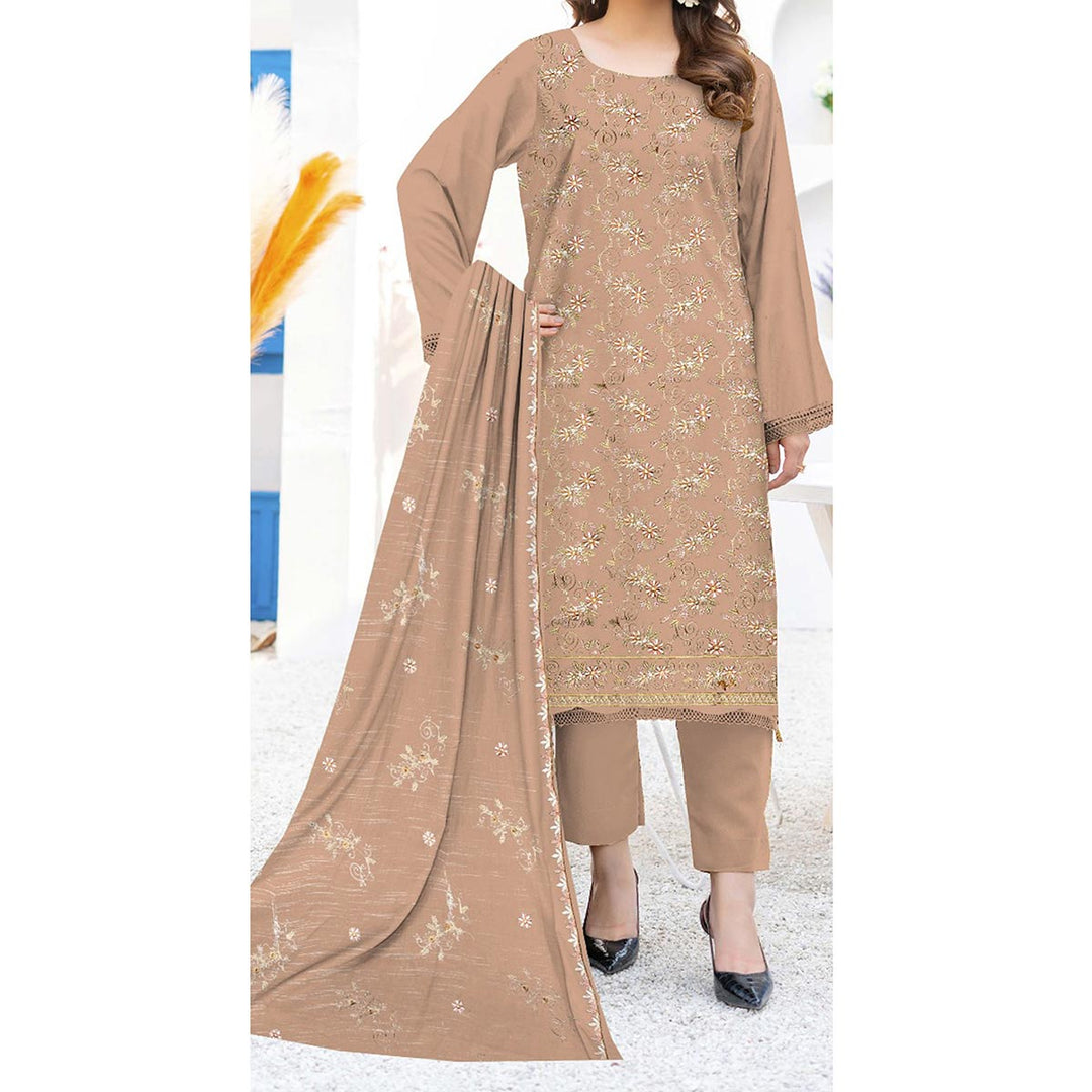 3PC- Unstitched Embroidered Lawn Suit US5443