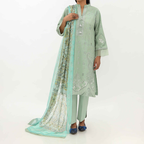 3PC- Unstitched Ebroidered Lawn Suit US5445