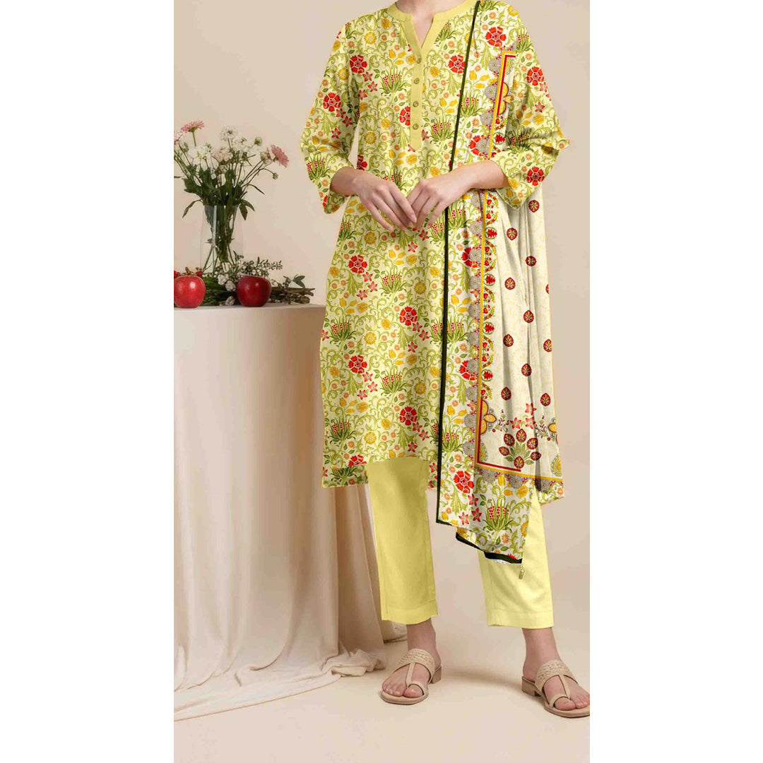 3 PC Unstitched Printed Suit 