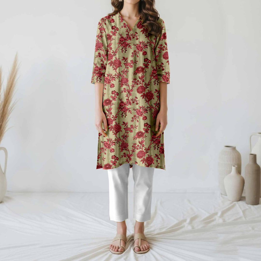 UnStitched Printed Cotton Cambric Shirt US5475