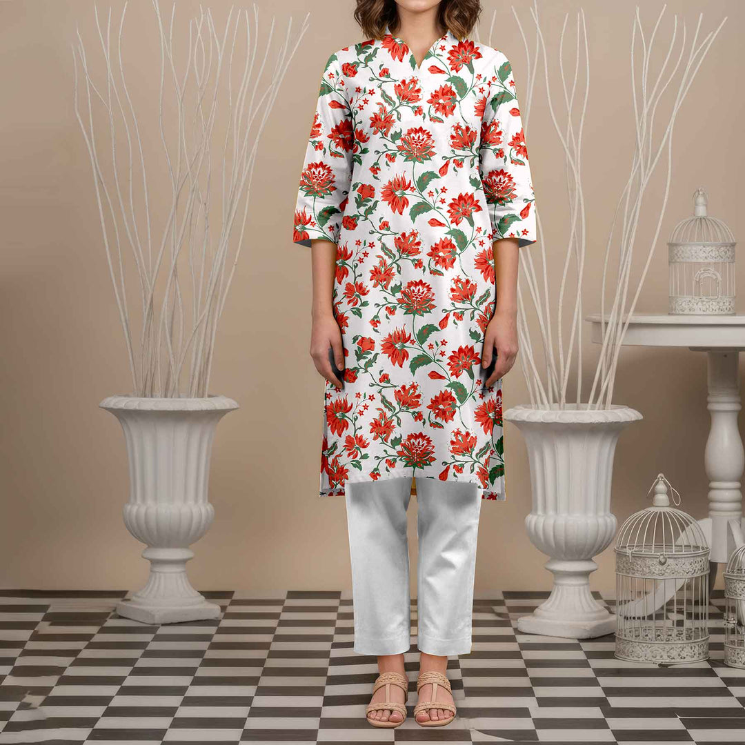 UnStitched Printed Cotton Cambric Shirt US5476