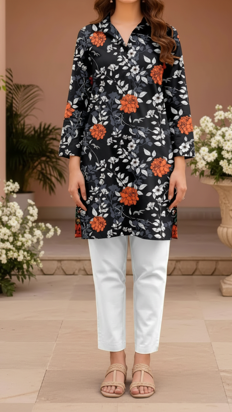 UnStitched Printed Cotton Cambric Shirt US5477