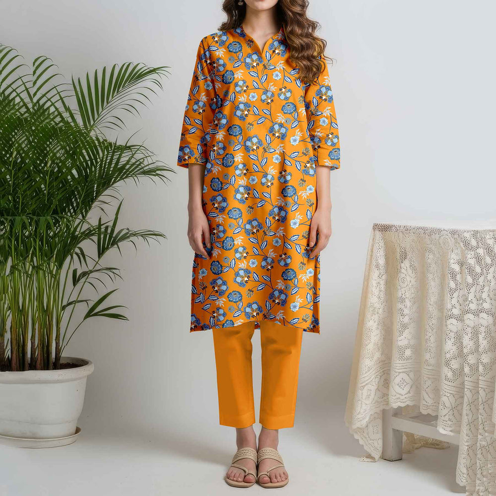 2PC- Unstitched Printed Cotton Cambric suit US5479
