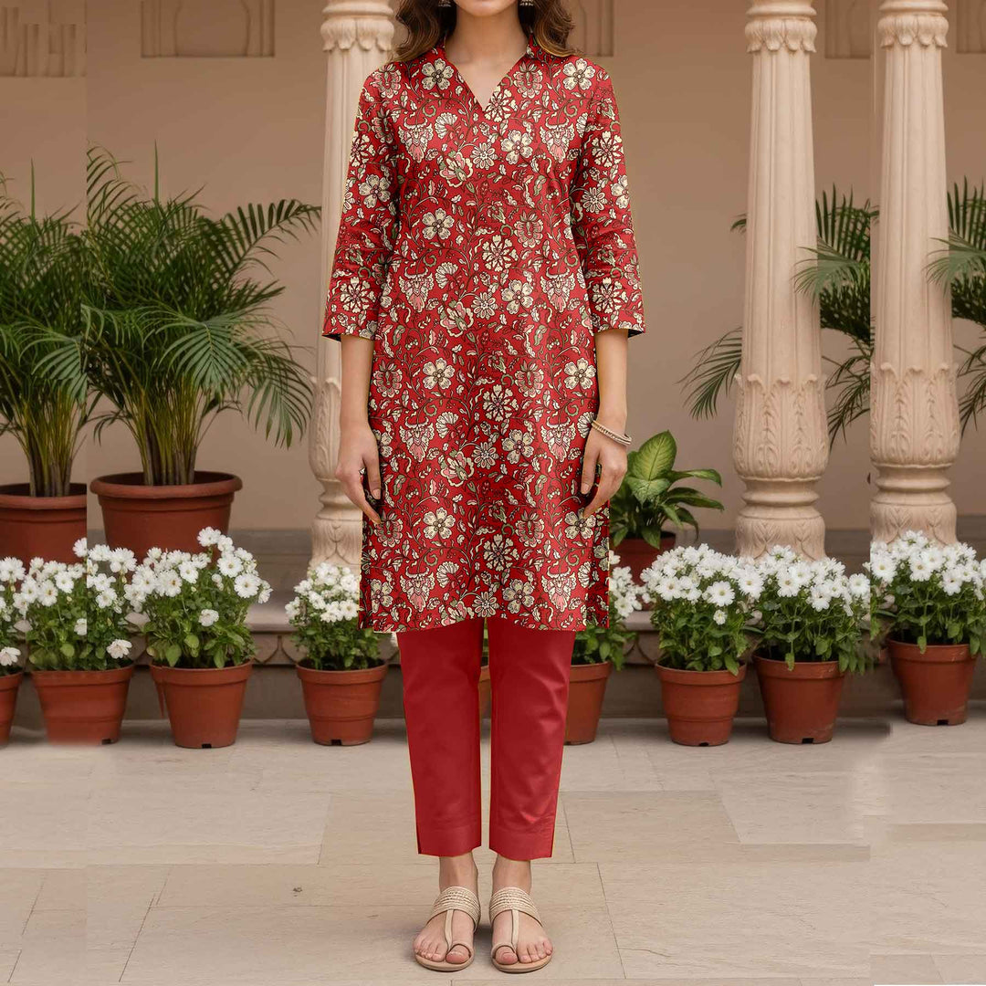 2PC- Unstitched Printed Cotton Cambric suit US5480