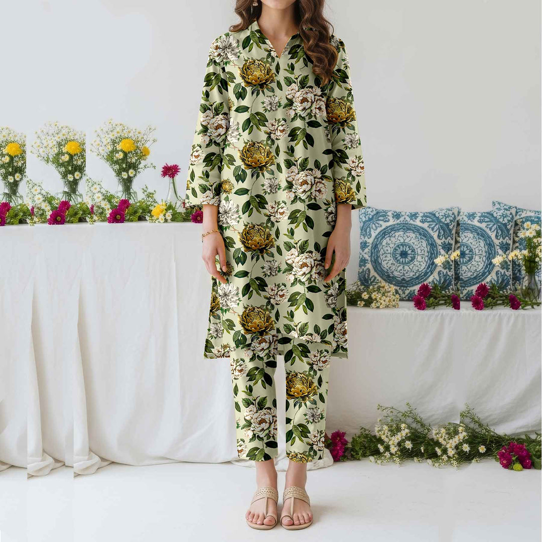 2PC- Unstitched Printed Cotton Cambric suit US5481