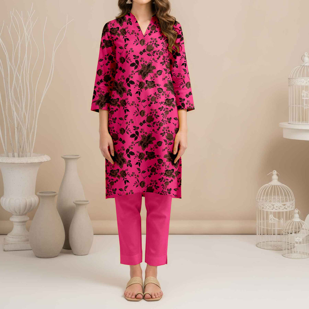 2PC- Unstitched Printed Cotton Cambric suit US5484