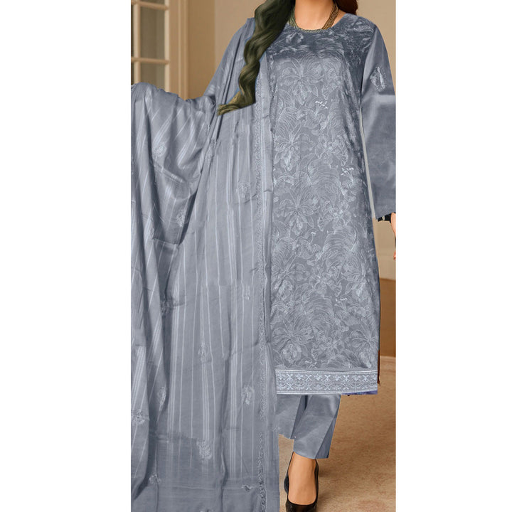 3 PC Unstitched Embroidered Suit