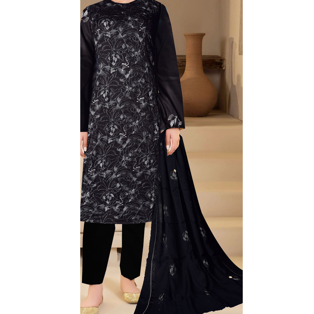 3 PC Unstitched Embroidered Suit
