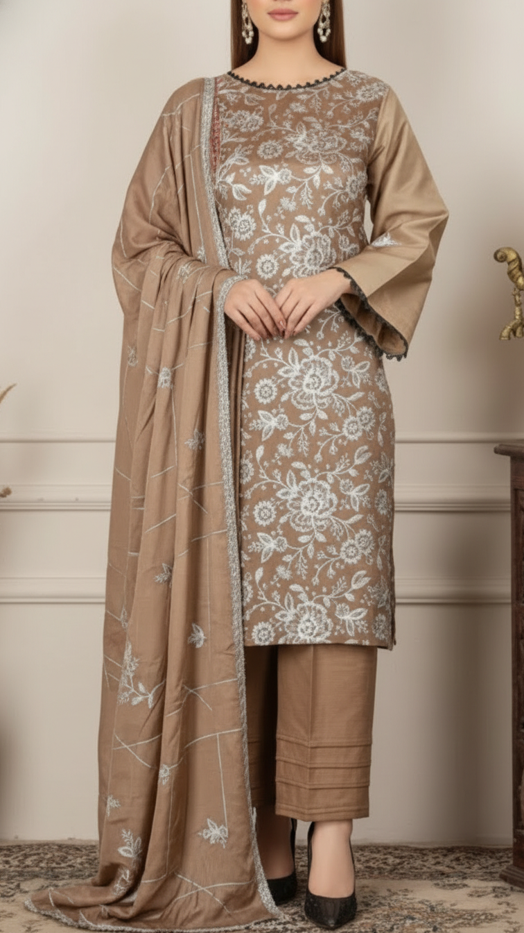 3PC Unstitched Embroidered Suit US5495