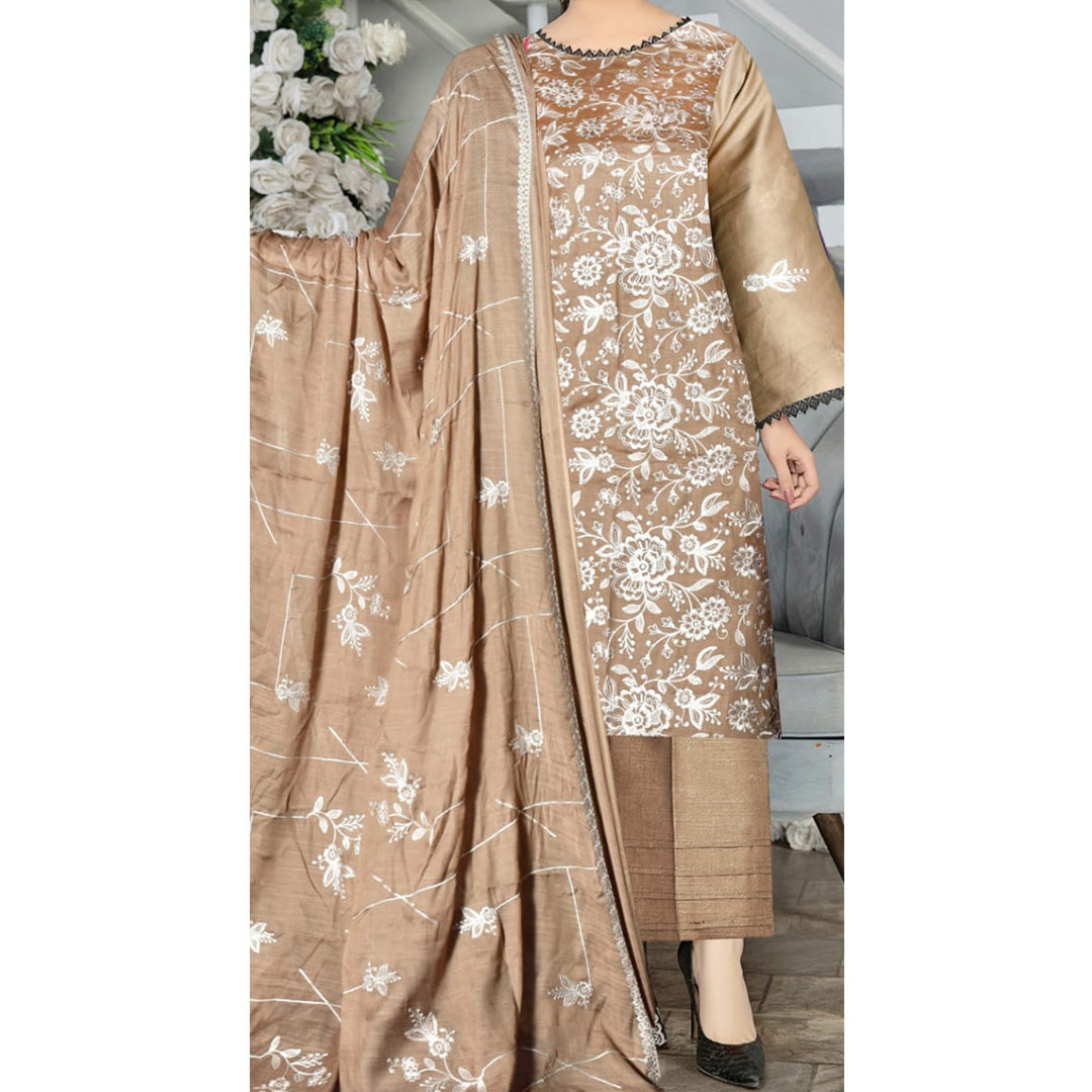 3 PC Unstitched Embroidered Suit